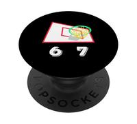 Six Seven 6 7 Basketball Meme Hoop Design PopSockets PopGrip Adhesivo