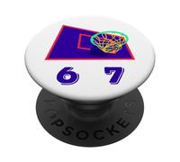 Six Seven 6 7 Basketball Meme Hoop Design PopSockets PopGrip Adhesivo