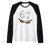 Six Seven 6 7 Meme Funny Gen Alpha Slang 6 7 Hands Number 67 Camiseta Manga Raglan