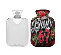 Six Seven Bruh - Bonita botella de agua caliente a cuadros con cubierta suave de 2 litros, compresa caliente para dolores musculares, calambres menstruales, bolsa de agua Caliente para el Dolor