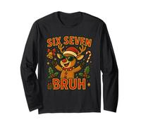Six Seven Bruh Camiseta 6 7 Hand Meme Christmas Gen Z Reno Manga Larga