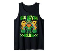 Six Seven Bruh Día de San Patricio 6 7 Meme Leprechaun Lucky Camiseta sin Mangas