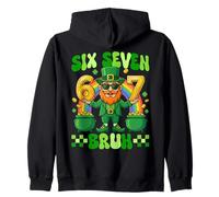 Six Seven Bruh Día de San Patricio 6 7 Meme Leprechaun Lucky Sudadera con Capucha
