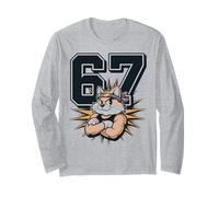 Six Seven Cat en Diadema | Diseño Retro Estilo 67 Manga Larga