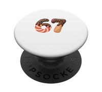Six Seven Donut Chocolate Delicioso Alimento Sprinkles Verano Niños PopSockets PopGrip Adhesivo