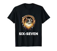 Six Seven Funny Cat on Fire Meme 6-7 Meme 6 7 Social Trend Camiseta