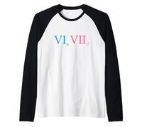 Six Seven Funny Meme 6 7 Roman Letters Kids Gen Alpha Camiseta Manga Raglan