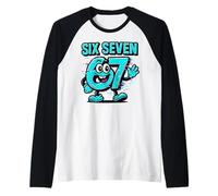 Six Seven Glitch Mascot - Divertido 67 Meme Camiseta Manga Raglan