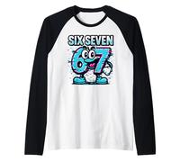 Six Seven Glitch Mascot - Divertido Italiano Brainrot 67 Meme Camiseta Manga Raglan