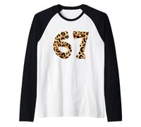 Six Seven Meme 6-7 Number, Gen Alpha Z 67 Leopard Print Camiseta Manga Raglan