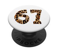 Six Seven Meme 6-7 Number, Gen Alpha Z 67 Leopard Print PopSockets PopGrip Adhesivo