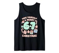 Six Seven Meme Cute Merry 67 Christmas Pijamas de Navidad Kawaii Camiseta sin Mangas