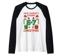 Six Seven Meme Funny Merry 67 Christmas Pijamas de Navidad Gamer Camiseta Manga Raglan