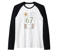Six Seven Meme Número Viral Humor Gen Alpha Teens Tendencias 6 7 Camiseta Manga Raglan