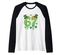 Six Seven St Patricks Day 67 6 7 Lucky Leprechaun Hombres Mujeres Camiseta Manga Raglan