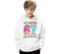 Six Seven - Sudadera con capucha unisex para niños, para el tiempo libre, manga larga, cómoda, divertida, de manga larga, para deportes al aire libre, para niñas y niños, ropa de calle, Blanco, 2-3