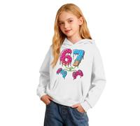 Six Seven - Sudadera con capucha unisex para niños, sudadera de manga larga con estampado de helado 67, camiseta ligera de manga larga, para niñas y niños, ropa de calle, Blanco, 2-3 años