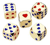 Six Sided Dice, Six-Sided Table Game with Heart Pattern, Round Corner Dice, 5 x Set for Board Games, Drinking & Entertainment 0.51x0.51 inch for Fun & Social Gatherings