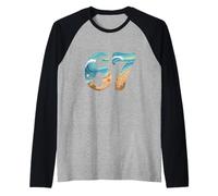 Six SSix Seven Beach Summer Waves Diversión Niñas Niños Hombres Camiseta Manga Raglan