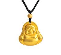 SIXAOAZZ Collar de Buda hueco 3D unisex con cordón ajustable, con colgante budista de oro arena, regalo de joyería espiritual, meditación yoga, budismo, oro puro, M, Latón, No