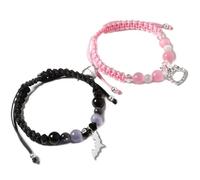 SIXDUTON 2 Piezas Pulsera Magnéticas para Parejas y Amistad, Pulseras a Juego para Parejas Cuerda de Relación Trenzada, Pulseras Bisutería Ajustable Regalos para Mujer y Hombre （Arañas & Arañas）