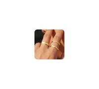 SIXDUTON 3 Piezas Anillos Acero Inoxidable para Mujer Oro 14K Minimalista Nudillos Apilables Anillos Juego de Compromiso Promesas Regalo para Amantes 2mm 4mm 6mm (Oro, 17)