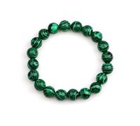 SIXDUTON Pulsera de Malaquita, Pulsera Elástica con Bolitas de Piedras Naturales en Distintos Tamaños y Piedras, Unisex Elástico One Size Fits All (12MM)