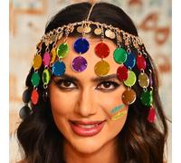 Sixexey Accesorios para el cabello egipcio de lentejuelas doradas bohemias para mujer