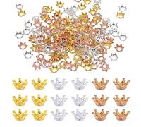 Sixfolo 120 Piezas Mini Coronas Doradas 3D - Cuentas de Corona Pequeña de Aleación para DIY Joyería, Decoración de Mesa (6 Colores)