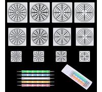 Sixfolo 17 Piezas Mándala Stencils Plantillas,Mandala Punteando Plantilla,Plantillas de Dibujo de Plástico Reutilizables Plantillas de Pintura con Herramientas de Puntos de Mandalas para DIY Decor