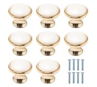 Sixfolo 8 Piezas Pomo Dorado para Muebles Tiradores para Cajones Blancos y Dorados Tiradores Armarios Redondos Pomos y Tiradore Muebles de Aluminio con Viti para Hardware de mueble Cocina