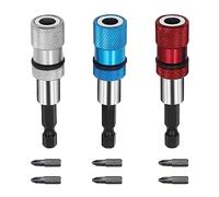 Sixfolo 9 Piezas Portapuntas Magnético 1/4 66mm Portapuntas Pladur Magnetico Portapuntas con Tope de Profundidad Portapuntas Destornillador Cambio RáPido con Bit Ph2 para Pared de Yeso (3 Color)
