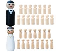 Sixfolo Muñecas Madera para Pintar 30 Piezas Clavijas Madera Sin Terminar de 65 mm Personas de Madera Natural Peg Dolls Pequeños Figuras de Madera en Blanco para DIY Manualidades,2 Estilos
