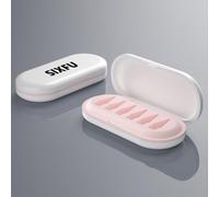 SIXFU Caja de almacenamiento portátil para puntas de lápiz Apple, Apple Pencil Pro, 2ª generación, 1ª generación, funda USB-C (6 ranuras para puntas, blanco y rosa)