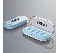 SIXFU Caja de almacenamiento portátil para puntas de lápiz Apple, Apple Pencil Pro, 2ª generación, 1ª generación, funda USB-C (4 ranuras para puntas, transparente y azul)