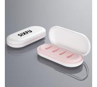 SIXFU Caja de almacenamiento portátil para puntas de lápiz Apple, Apple Pencil Pro, 2ª generación, 1ª generación, funda USB-C (4 ranuras para puntas, blanco y rosa)