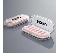 SIXFU Caja de almacenamiento portátil para puntas de lápiz Apple, Apple Pencil Pro, 2ª generación, 1ª generación, funda USB-C (6 ranuras para puntas, transparente y rosa)