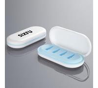 SIXFU Caja de almacenamiento portátil para puntas de lápiz Apple, Apple Pencil Pro, 2ª generación, 1ª generación, funda USB-C (4 ranuras para puntas, blanco y azul)