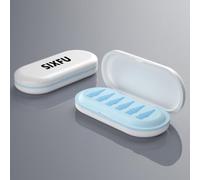SIXFU Caja de almacenamiento portátil para puntas de lápiz Apple, Apple Pencil Pro, 2ª generación, 1ª generación, funda USB-C (6 ranuras para puntas, blanco y azul)