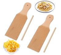 SIXHAOBU 2 Piezas Tabla para Pasta, Tabla de Madera para Ñoquis, Tabla para Ñoquis para Garganelis y con Palillos de Madera para Tortellini, Fideos y Macarrones