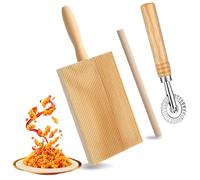 SIXHAOBU 3 Piezas Tabla Acanalada para Pasta, Tabla para Ñoquis con Cortapasta y Rodillo de Pastelería, Tabla para Ravioles para la Preparación de Pastas, Macarrones y Ñoquis