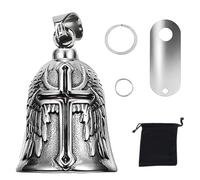 SIXHAOBU Campana de Motocicleta Espíritu Guardián, Guardian Bell campanilla de la suerte con soporte de montaje, 2 llaveros, anillos y bolsa organizadora para regalos de moteros