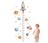 SIXHAOBU Medidor Niños Pared Adhesivo, adhesivo de pared con escala, Pegatinas de Pared Gráfico de Crecimiento Cohetes Planetas para Habitación Infantil y Sala de Estar