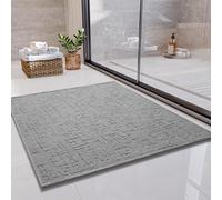 SIXHOME Alfombra de Baño Antideslizante Alfombrilla de Baño Lavable a Máquina Súper Absorbente Microfibra Gris Claro 80*80cm