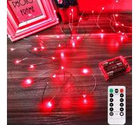 SIXIUDIA Cadena de Luces,Guirnalda luces pilas 8modos de luz y control remoto,cadena 5metros de alambre plateado y 50 LEDs.para decorar dormitorios,jardines,fiestas,Navidad,Halloween,bodas y más