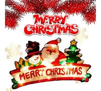 SIXIUDIA Lechón Navidad Luces,Luz con VentosaLuces Colgantes de Ventana LED ，Luces Nocturnas para Decoración de Ventanas， Luces de Decorativa para Jardín, Bodas, Navidad (Feliz Navidad)