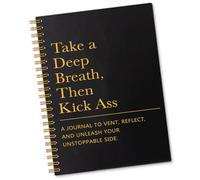 Sixrip Take a Deep Breath Then Kick Ass 160 Pages Lined Spiral Notebook, Motivational Notebook for Men Women, Office Gifts for Boss Manager Leader, Christmas Appreciation Gifts for Coworker Friend