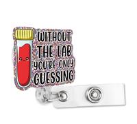 Sixrip Without The Lab You're Only Guessing - Carrete de insignia retráctil con purpurina con clip de cocodrilo, divertido soporte de insignia, regalo para laboratorio, médico, enfermera,