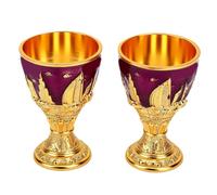 SIXRUN 2 Vasos Vintage Chapados en Oro para Celebraciones con Diseño Icónico de Dubái (PURPLE)