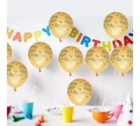 SIXRUN 20 Globos de Látex con Palabras en Inglés para Decoraciones de Cumpleaños, Aniversarios, No Tóxicos, Duraderos, 12 Pulgadas, Negro y Dorado (GOLD)